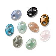 Natural & Synthetic Gemstone Connector Charms, Pig Nose, 25x18x6.5mm, Hole: 6mm(G-P467-01)