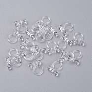 Plastic Clip-on Earring Findings, with Loop, for Non-Pierced Ears, Clear, 11x10x3mm, Hole: 1mm(KY-K012-02)