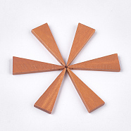 Painted Wood Pendants, Triangle, Coral, 39.5x14x4mm, Hole: 1mm(X-WOOD-T021-12I)