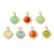 Ion Plating(IP) Real 14K Gold Plated 304 Stainless Steel with Glass Pendant, Faceted Sun Charms, Mixed Color, 18.5x15x5mm, Hole: 3mm(FIND-Z028-33G)
