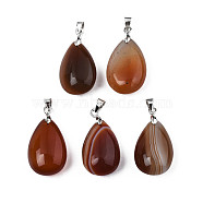 Natural Carnelian Pendants, with Alloy Findings, teardrop, Platinum, 23~24x14x8mm, Hole: 4x5mm(G-S243-26)