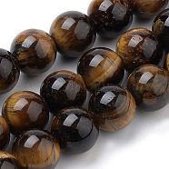 Natural Tiger Eye Beads Strands, Round, 6mm, Hole: 1mm, about 70pcs/strand, 15.7 inch(G-S259-21-6mm)