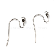 304 Stainless Steel Earring Hooks, with Rhinestone, Crystal, Stainless Steel Color, 21x17x4mm, 21 Gauge, Pin: 0.7mm(STAS-P237-14P)