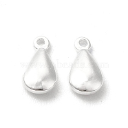 Brass Charms, Cadmium Free & Lead Free, Teardrop Charm, 925 Sterling Silver Plated, 9x5x2mm, Hole: 1mm(KK-H442-34S)