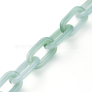 Handmade Acrylic Cable Chains, Imitation Gemstone, Oval, for Jewelry Making, Aquamarine, Link: 20.5x10.5x3mm, about 39.37 inch(1m)/strand(AJEW-JB00554-01)