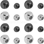 304 Stainless Steel Beads, Cube, Gunmetal & Stainless Steel Color, 4x4x4mm, hole: 2.5mm, 6x6x6mm, hole: 3mm, 40pcs/box(STAS-UN0005-38)