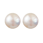 Natural Pearl Ear Studs, with Sterling Silver Findings, Round, Platinum, 19x10mm(EJEW-P286-35P)