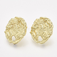Alloy Stud Earring Findings, with Steel Pins and Hole, Oval, Light Gold, 22x18.5mm, Hole: 3.5x4mm, Pin: 0.7mm(PALLOY-S121-131)