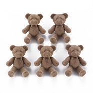 Flocky Acrylic Shank Buttons, Bear, Camel, 38~39x29.5x15mm, Hole: 3mm(OACR-N010-031E)