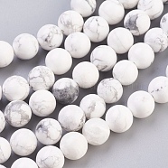 Natural Howlite Beads Strands, Round, White, 10mm, Hole: 1mm, about 19pcs/strand, 7.6 inch(X-TURQ-G091-10mm)