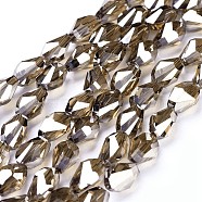 Electroplate Glass Beads Strands, Pearl Luster Plated, Faceted, Teardrop, Camel, 11~12x7.5x7.5~8mm, Hole: 1.4mm, about 50pcs/strand, 22 inch(56cm)(EGLA-F147-PL01-B)