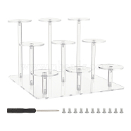 3-Tier Round Transparent Acrylic Toys Action Figures Display Riser Stands, 9-Slot Minifigures Doll Favor Goods Storage Organizer Holder, Clear, 22x22x15cm(ODIS-WH0030-24B)