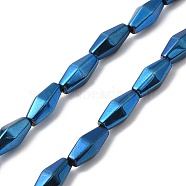 Electroplate Synthetic Magnetic Hematite Beads Strands, Faceted, Rhombus, Blue Plated, 12~12.5x5.5~6mm, Hole: 1.2mm, about 31~33pcs/strand, 16.54~16.93''(42~43cm)(G-E602-05E)