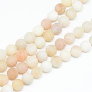 Natural White Jade Bead Strands, Dyed, Frosted, Round, Moccasin, 8~9mm, Hole: 1mm, about 46~48pcs/strand, 14.9 inch(G-R297-8mm-28)