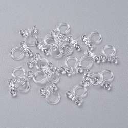 Plastic Clip-on Earring Findings, with Loop, for Non-Pierced Ears, Clear, 11x10x3mm, Hole: 1mm(KY-K012-02)