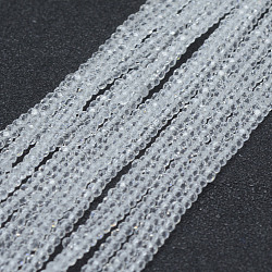 Transparent Glass Beads Strands, Faceted, Rondelle, Clear, 2.5x1.5mm, Hole: 0.5mm, about 197~201pcs/strand, 12.9 inch(33cm)(X-EGLA-J144-NA10)