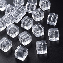 Transparent Acrylic Beads, Square, White, 16.5x16x16mm, Hole: 3mm, about 116pcs/500g(MACR-S374-14-B09)