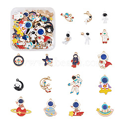 36Pcs 18 Styles Baking Painted Alloy Pendants, Mixed Color, 2pcs/style(FIND-CD0001-03)