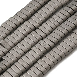 Electroplated Non-magnetic Synthetic Hematite Beads Strands, Rectangle, Matte Style, 2-Hole, Gray, 6x2x3mm, Hole: 1.2mm, about 199pcs/strand, 15.75 inch(40cm)(G-C106-B01-11A)