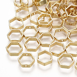 Brass Bead Frames, Hexagon, Real 18K Gold Plated, 8x8.5x2.5mm, Hole: 1.2mm(X-KK-S348-247)