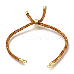 Braided Cotton Cord Slider Bracelet Making, with Brass Findings, Golden, Peru, 8-5/8x1/8 inch(22x0.3cm), Hole: 2mm(MAK-R001-01G-12)