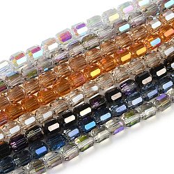 Electroplate Glass Beads Strands, Faceted Barrel, Mixed Color, 9x7.5mm, Hole: 1.3mm, about 60pcs/strand, 21.46''(54.5cm)(GLAA-G112-07)