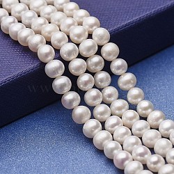 Natural Cultured Freshwater Pearl Beads Strands, Potato, White, 6x5~6mm, Hole: 0.5mm, about 68~69pcs/strand, 14.96 inch(38cm)(PEAR-P060-18-01)