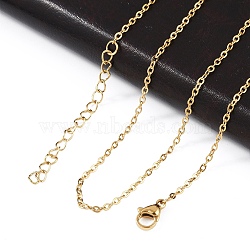 Ion Plating(IP) 304 Stainless Steel Cable Chain Necklace, with Lobster Claw Clasps, Real 18K Gold Plated, 17.9 inch(45.5cm), 1.6mm(STAS-T040-PJ205-45)