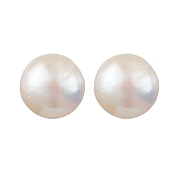 Natural Pearl Ear Studs, with Sterling Silver Findings, Round, Platinum, 19x10mm(EJEW-P286-35P)