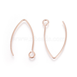 Ion Plating(IP) 304 Stainless Steel Earring Hooks, with Horizontal Loop, Rose Gold, 26x15.5mm, Hole: 2.5mm, 20 Gauge, Pin: 0.8mm(STAS-L216-03A-RG)