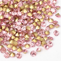 Back Plated Grade A Diamond Glass Pointed Rhinestone, Light Rose, 3.8~3.9mm, about 1440pcs/bag(RGLA-SS16-022)