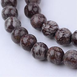 Natural Snowflake Obsidian Beads Strands, Round, 6~6.5mm, Hole: 1mm, about 63pcs/strand, 15.5 inch(G-Q462-6mm-37)