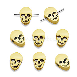 Vacuum Plating 201 Stainless Steel Beads, Skull, Golden, 10x7x3mm, Hole: 1.5mm(STAS-Q243-LM246-2)