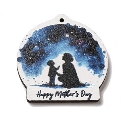 Mother's Day Theme Wooden Pendants, Human, 39.5x38.5x2.5mm, Hole: 1.6mm(FIND-Z031-01D)