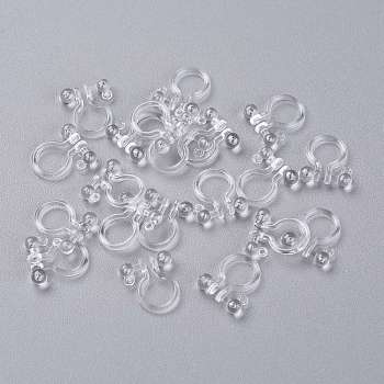Plastic Clip-on Earring Findings, with Loop, for Non-Pierced Ears, Clear, 11x10x3mm, Hole: 1mm