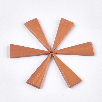 Painted Wood Pendants, Triangle, Coral, 39.5x14x4mm, Hole: 1mm