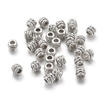 Tibetan Style Alloy Spacer Beads, Column, Antique Silver, Lead Free & Cadmium Free & Nickel Free, 5x4mm, Hole: 2.2mm