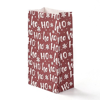 Christmas Theme Rectangle Paper Bags, No Handle, for Gift & Food Package, Word, 12x7.5x23cm