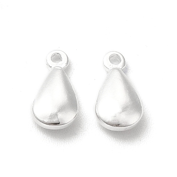 Brass Charms, Cadmium Free & Lead Free, Teardrop Charm, 925 Sterling Silver Plated, 9x5x2mm, Hole: 1mm