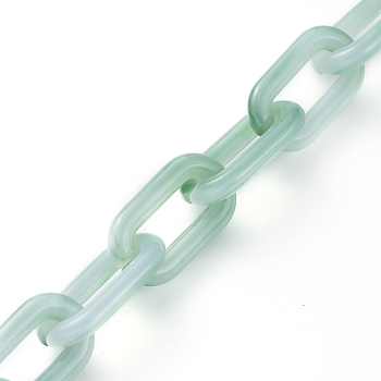 Handmade Acrylic Cable Chains, Imitation Gemstone, Oval, for Jewelry Making, Aquamarine, Link: 20.5x10.5x3mm, about 39.37 inch(1m)/strand