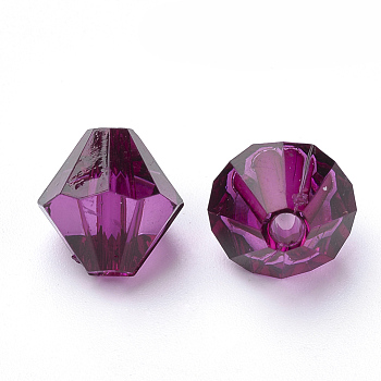 Transparent Acrylic Beads, Bicone, Purple, 10x10mm, Hole: 2.5mm, about 1323pcs/500g