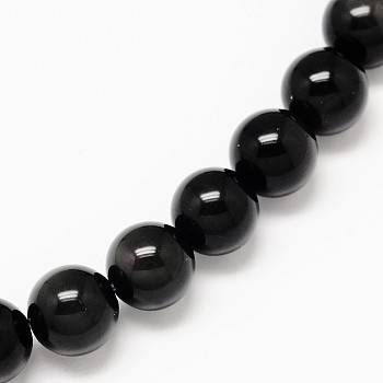 Grade AA Natural Obsidian Round Beads Strands, 12mm, Hole: 1mm, about 32pcs/strand, 15.7 inch
