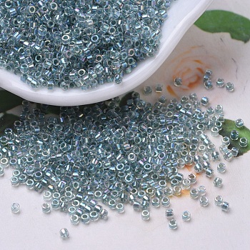 MIYUKI Delica Beads, Cylinder, Japanese Seed Beads, 11/0, (DB0084) Sea Foam Lined Crystal AB, 1.3x1.6mm, Hole: 0.8mm, about 10000pcs/bag, 50g/bag