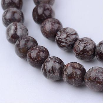 Natural Snowflake Obsidian Beads Strands, Round, 6~6.5mm, Hole: 1mm, about 63pcs/strand, 15.5 inch