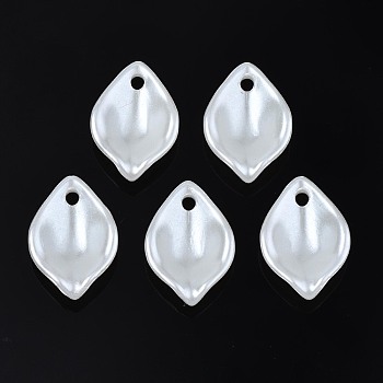 Acrylic Imitation Pearl Pendants, Petal, Creamy White, 18.5x13x4.5mm, Hole: 1.8mm, about 3050pcs/500g