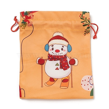 Christmas Theme Rectangle Cloth Bags with Jute Cord(ABAG-P008-01D)-2