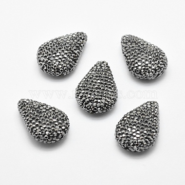 28mm Drop Polymer Clay+Glass Rhinestone Beads