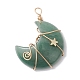 pendentifs enveloppés de fil de cuivre d'aventurine verte naturelle(PALLOY-JF02685-03)-1