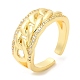 Rack Plating Brass Curb Chains Shape Open Cuff Ring with Cubic Zirconia(RJEW-R138-01G)-3