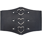 PU Imitation Leather Wide Belts, Elastic Waist Belts, with Alloy Heart Buckles, Platinum, Black, 840x175x5.5mm(DIY-WH20007-417A-01)